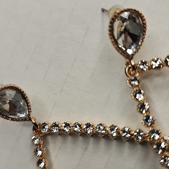 nOir Crystal Teardrop Earrings w Faux Gold Base - Picture 4 of 7